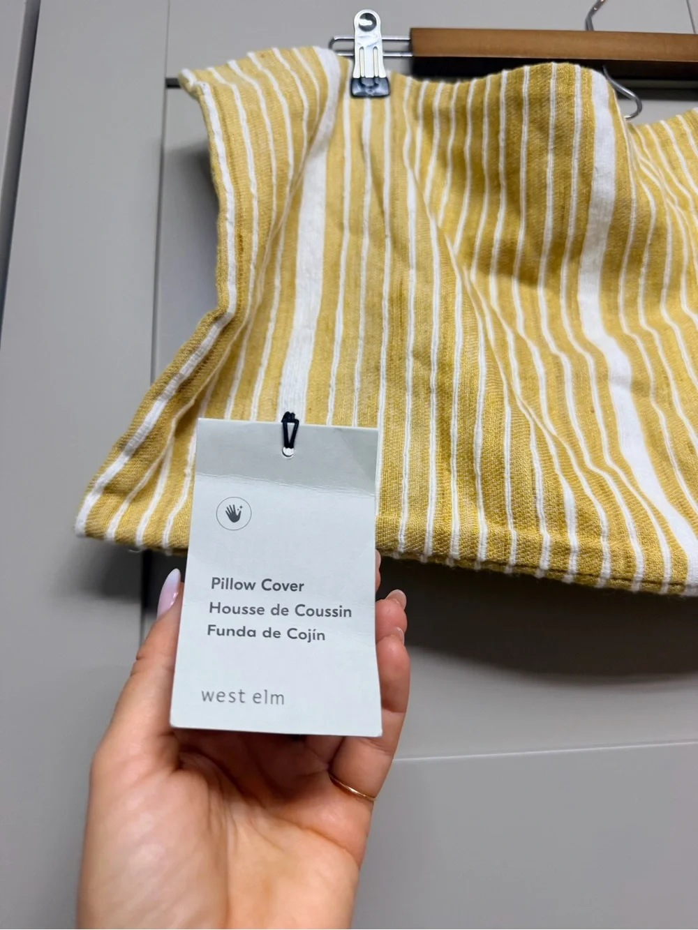 West Elm 12x21” Striped Yellow 100% Cotton with Original Tags